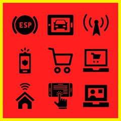 Simple 9 icon set of online related online shopping, car on tablet, smartphone and ebook vector icons. Collection Illustration