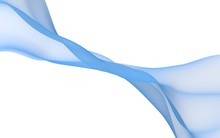 Abstract Blue Wave. Raster Air Background. Bright Blue Ribbon On White Background. Blue Scarf. Abstract Blue Smoke. 3D Illustration
