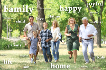 Canvas Print - Happy family having fun in park on sunny day