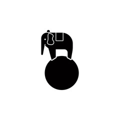 Poster - elephant on the ball glyph style icon. Element of circus icon for mobile concept and web apps. Glyph style elephant on the ball icon can be used for web and mobile