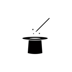 Poster - magic stick and hat glyph style icon. Element of circus icon for mobile concept and web apps. Glyph style magic stick and hat icon can be used for web and mobile