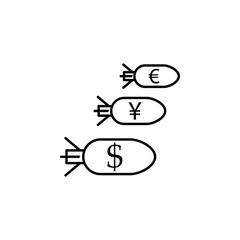 Poster - currency bombs outline style icon. Element of currency war icon for mobile concept and web apps. Thin line currency bombs outline style icon can be used for web and mobile