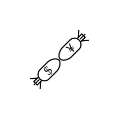 Poster - bombs dollar and yen outline style icon. Element of currency war icon for mobile concept and web apps. Thin line bombs dollar and yen outline style icon can be used for web