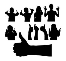 People With Thumbs Up Silhouette, Art Vector Design