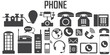 phone retro old vintage flat icons. mono vector symbol