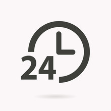 24 Hour Service Vector Icon.