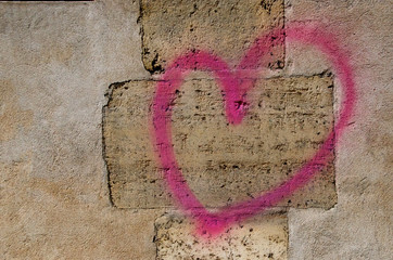 “Heart and Stone”, graffiti on brick wall, Paris, France 