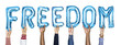 © Rawpixel.com - Blue alphabet balloons forming the word freedom