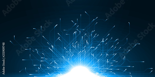 Fotografía technology abstract of moving particules with energy trails.