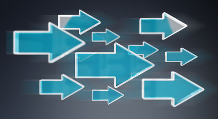 Aufkleber - Digital modern blue arrow 3D rendering