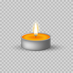 Wall Mural - Candle 3d icon. Tea light candle isolated on the background. Vector