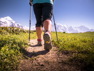 Wall Mural - hiking in mountains