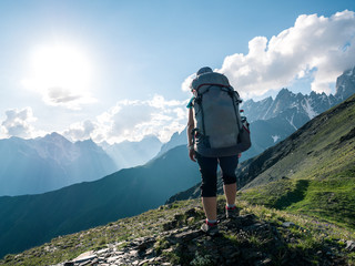 Wall Mural - hiking in mountains