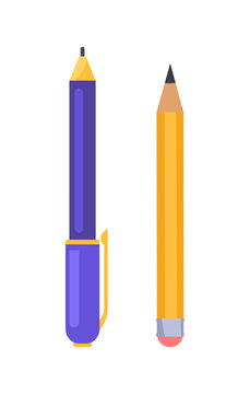 Pen and Pencil Vector Illustration Icons Isolated
