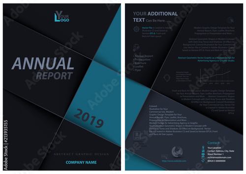 Dark Leaflet Template with Layered Squares - Abstract Geometric Illustration,...