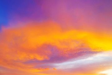 Colorful dramatic sky with clouds at sunset