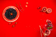 © sapunovaphoto - Black spaghetti on a red plate