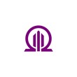 Purple omega symbol, for a building business with the initials omega.