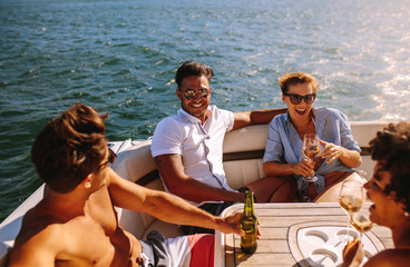 Wall Mural - Young people partying on a boat