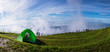 Landscape on mountain Refreshing in the rainy season. Beautiful clouds  and Camping Tent