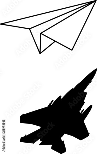 Cuadros en Lienzo Papier Flieger mit Jet Schatten