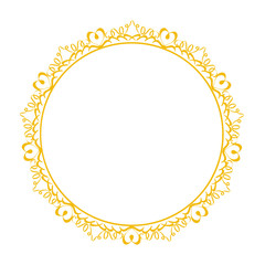 Wall Mural - Decorative frame. Elegant vector element for design in Eastern style, place for text. Golden outline floral border. Lace illustration for invitations and greeting cards