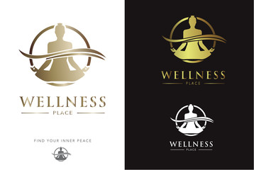 Wall Mural - luxury Gold Yoga Vector Logo/Icon