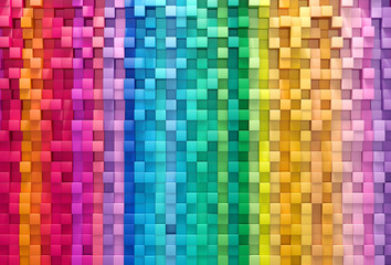 Fototapete - 3D rendering abstract background colorful cubes wall