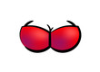 Vector icon of red bra on femaly breast