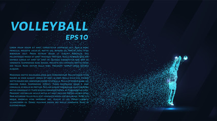 Wall Mural - Volleyball player of the particles. Volleyball consists of circles and points.