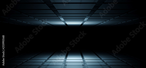 Sci Fi Futuristic Empty Modern Design Room With Floor And