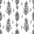 Vector seamless pattern with botanical motif, artistic botanical illustration, isolated floral elements in repeatable order, hand drawn illustration.