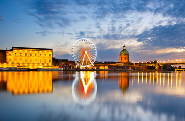 Fototapete - Ferries Wheel river. Toulouse, France