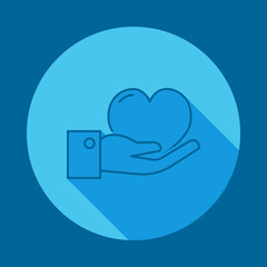 Poster - Hand heart flat long shadow icon. Element of medicine icon for mobile concept and web apps. Long shadow Hand heart icon can used for web and mobile