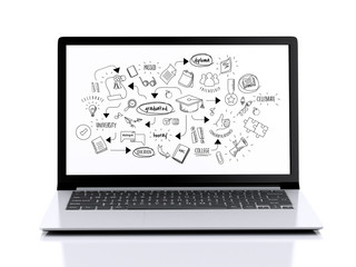 Poster - Modern Laptop with education sketch