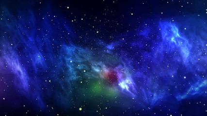 Wall Mural - Traveling though a vast outter outter space with a colorful nebula and gases in the distance