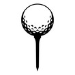 Golfball auf Tee / schwarz-weiß / Vektor / Icon