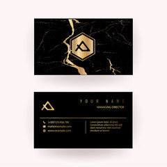 Luxury business card with marble background and modern texture vector template