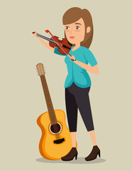 Wall Mural - musician woman in concert