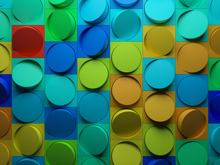 Poster - 3d render abstract background made of repeatable semispheres in box geometric shapes with cutout. Pattern ornament.