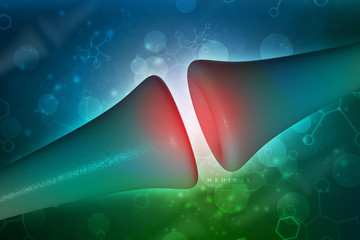 Poster - synapse and neuron cells sending electrical chemical signals. 3d rendering