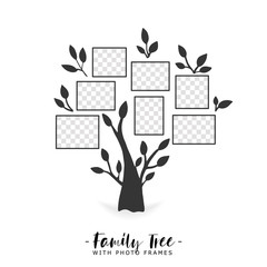 Wall Mural - Family tree with photo frames. Memories. Insert your photo into template frames. Collage vector illustration.