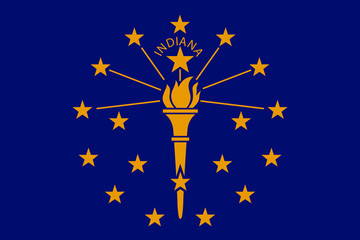 Vector flag illustration of Indiana state, Crossroads of America. United States of America.