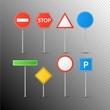 © kolonko - Road signs isolated. Vector street signs illustration. Road symbols design signs