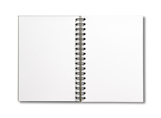 Wall Mural - Blank open spiral notebook isolated on white