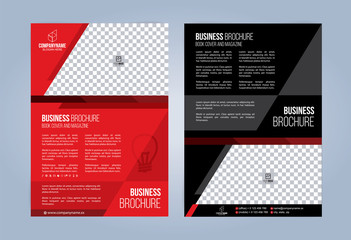 Black and Red Business Brochure. Leaflets Template. Cover Book, Magazine. Vector illustration