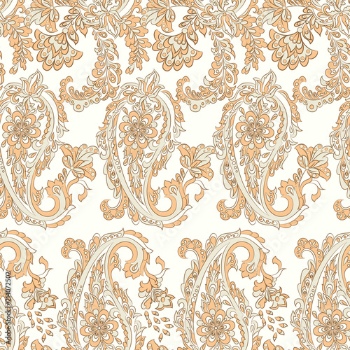 Fotografía Paisley Vector Pattern. Seamless Asian Textile Background