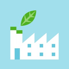 Green factory, Flat icon of clean energy and save environmental concept