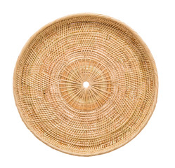 Wood basket wicker wooden in handmade top view