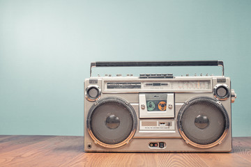 Wall Mural - retro outdated portable stereo boombox radio receiver with cassette recorder from circa late 70s fro